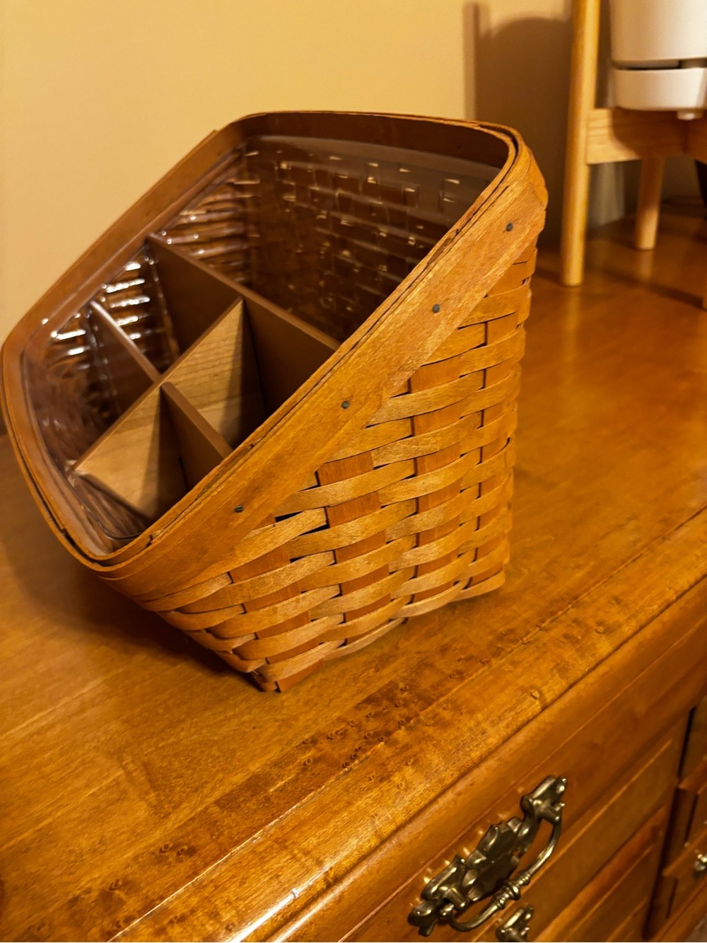 Longaberger Large Desktop Basket with Wooden Divider - Picture 4 of 7
